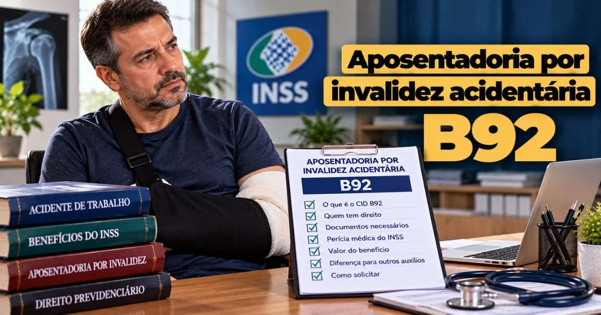 Aposentadoria por invalidez acidentária B92